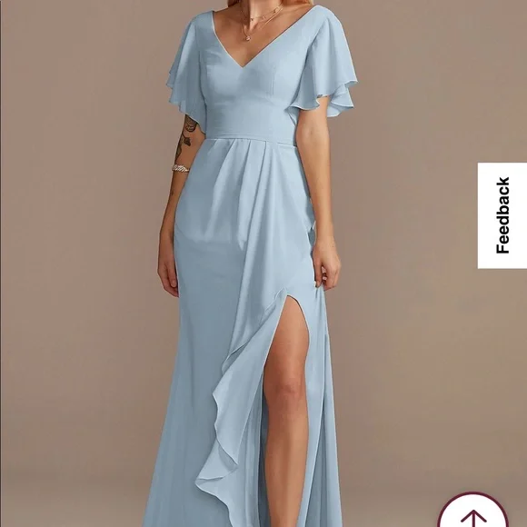 blue dress for baby girl Flutter Sleeve Crepe Bridesmaid Dress main image 0